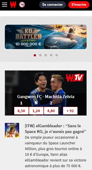 Inscription depuis un appareil WINAMAX
